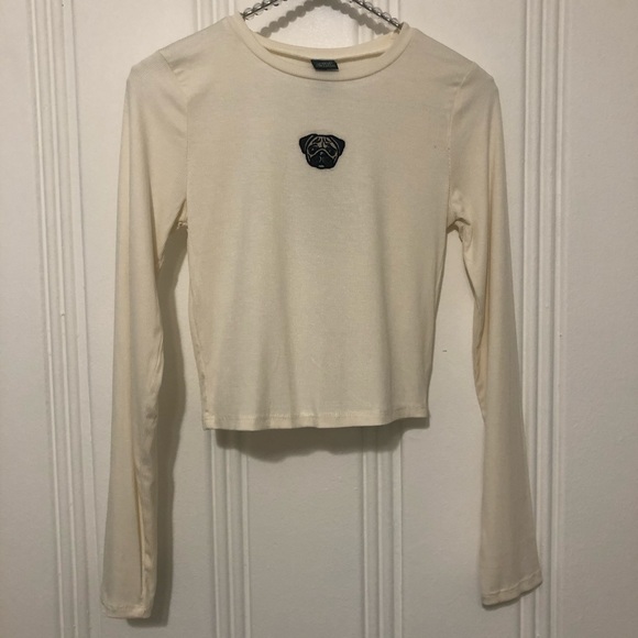 Wild Fable Long Sleeve Pug Crop Top Ivory 
 XS - Picture 6 of 15